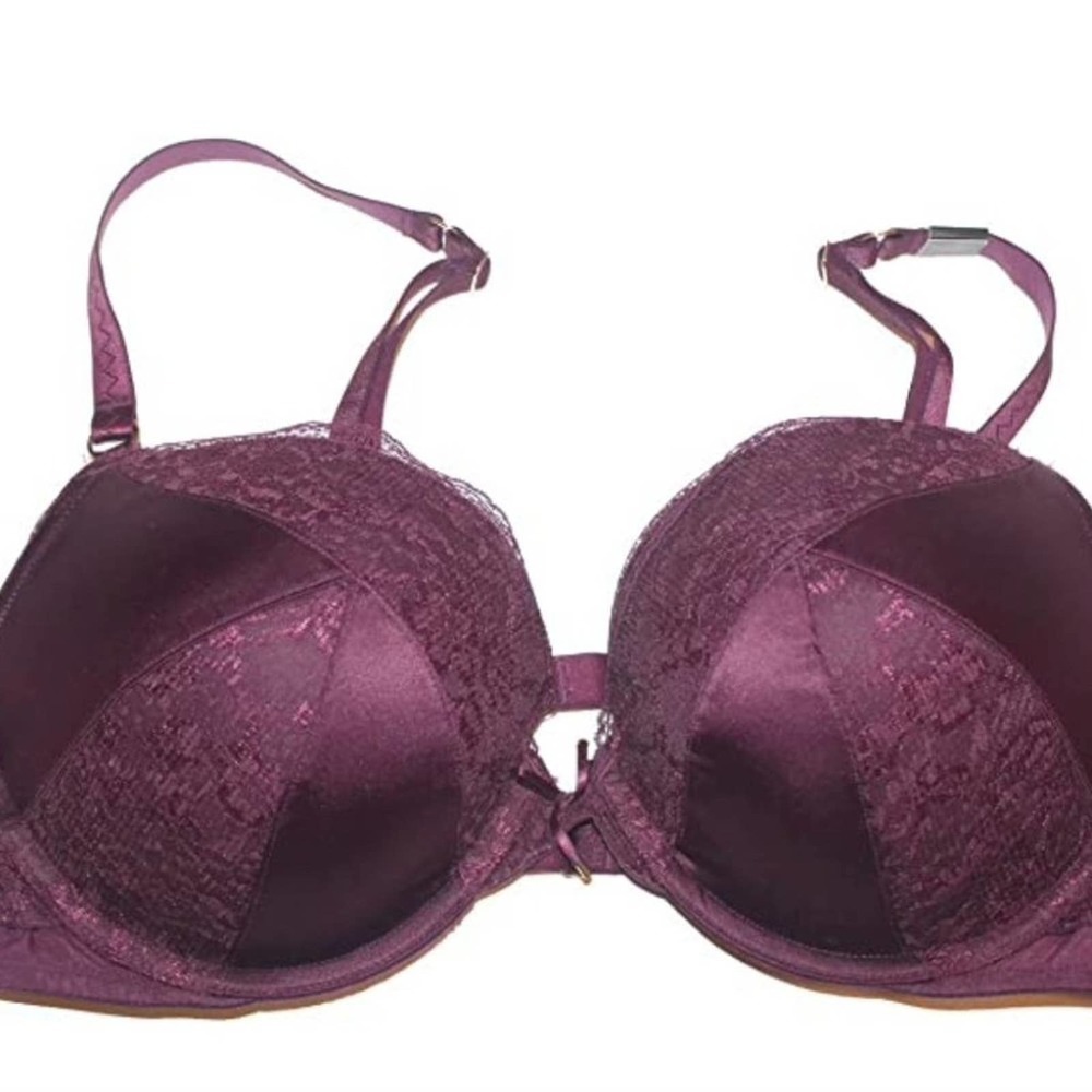 Victoria's Secret Women Push-Up‎ Bra Burgundy Lace Double Strap Size 34DD